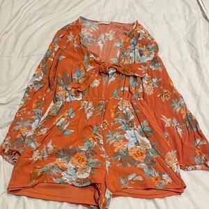 Floral Orange Women's romper